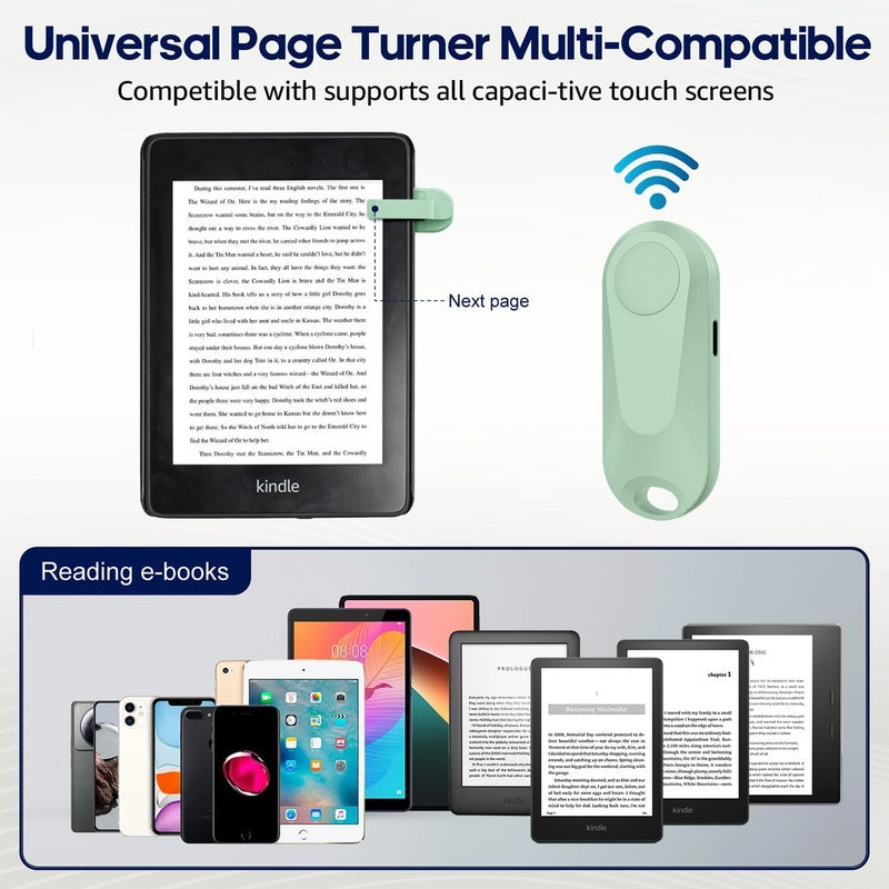 DATAFY [Case-Friendly] Page Turner for Kindle Paperwhite Oasis Kobo eReaders, Camera Camcorder Remote Controls, Page Turner Clicker for ipad Tablets Reading Novels with Wrist Strap Storage Bag Green - Image 4